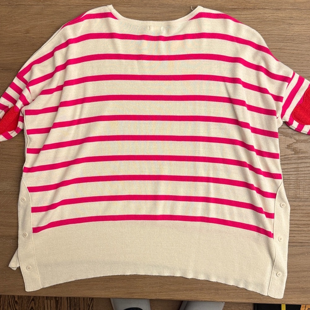 # Classic Scoop-Neck Stripe Sweater by MERSEA — Cream & Pink - Picture 4 of 6